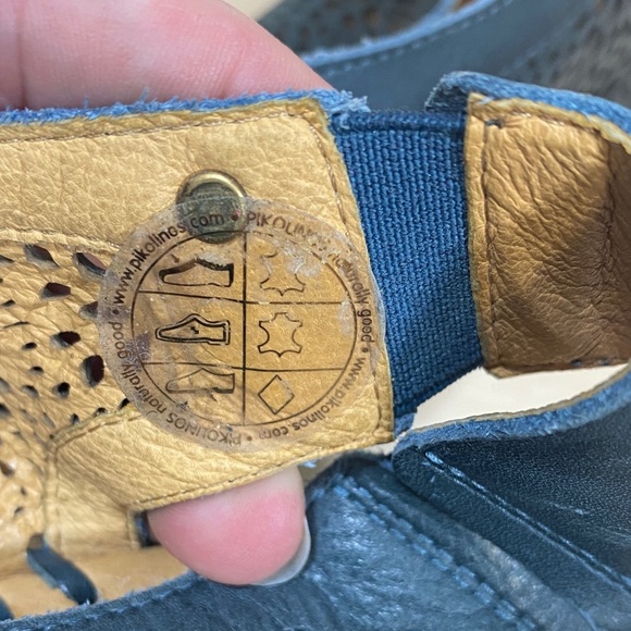 PIKOLINOS Romana Teal Leather Slingback with Floral Cutouts - Picture 10 of 12